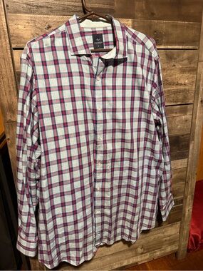 Tailorbyrd Men's Plaid Button-Down Shirt - Blue & Pink